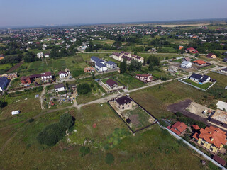 Fototapeta premium Aerial view of the saburb landscape (drone image). Near Kiev