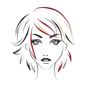 woman face outline red hair clip art preview