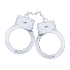Cartoon police steel bracelets handcuffs, vector illustration