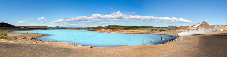 Hot steam and a blue lagoon near Myvatn, Iceland © Roel