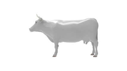 3D rendering of a cow cattle live stock farm live stock isolated on white background