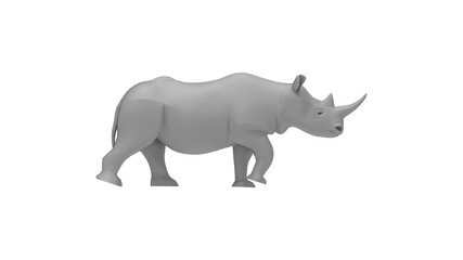 3D rendering of a rhino rhinoceros beast animal side profile isolated