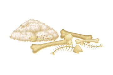 Bone Scraps or Dust as Organic Fertilizer for Soil and Plant Growth Vector Illustration