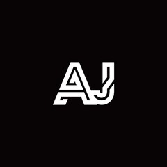 Fototapeta premium AJ monogram logo with abstract line