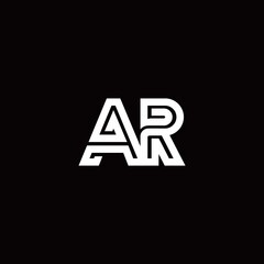 AR monogram logo with abstract line