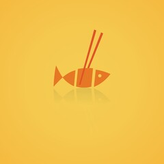 Fototapeta na wymiar chopstick with fish icon