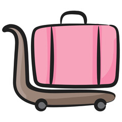 
Luggage trolley icon design, doodle vector of pushcart
