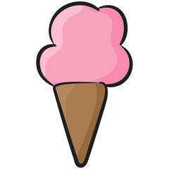 
An ice cream cone in flavor, doodle vector of sweet dessert 

