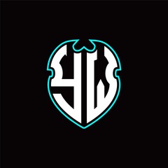 Y W Initial logo design with a shield shape