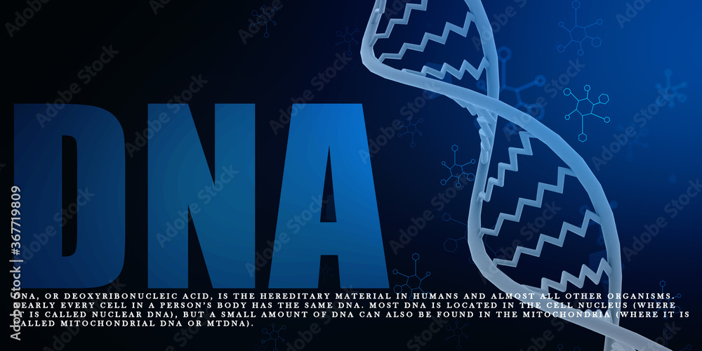 Poster 3d render of dna structure, abstract background