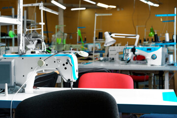 Sewing department of a textile factory interior