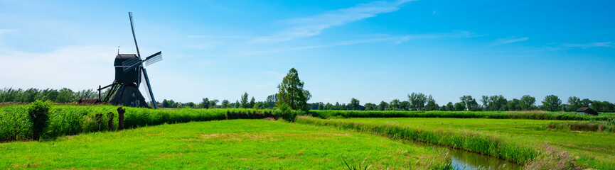 Panorama view. Oudendijkse Molen in Hoornaar, The Netherlands