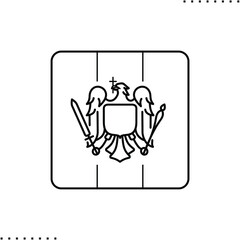 Romania square flag vector icon in outlines 