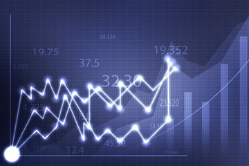 2d rendering Stock market online business concept. business Graph 