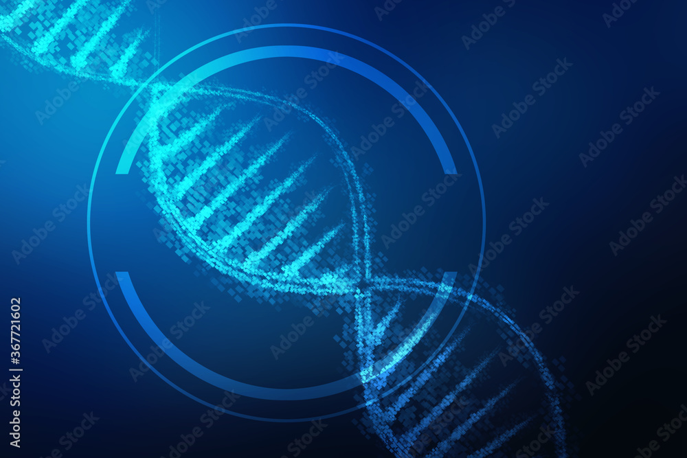 Poster 2d render of dna structure, abstract background