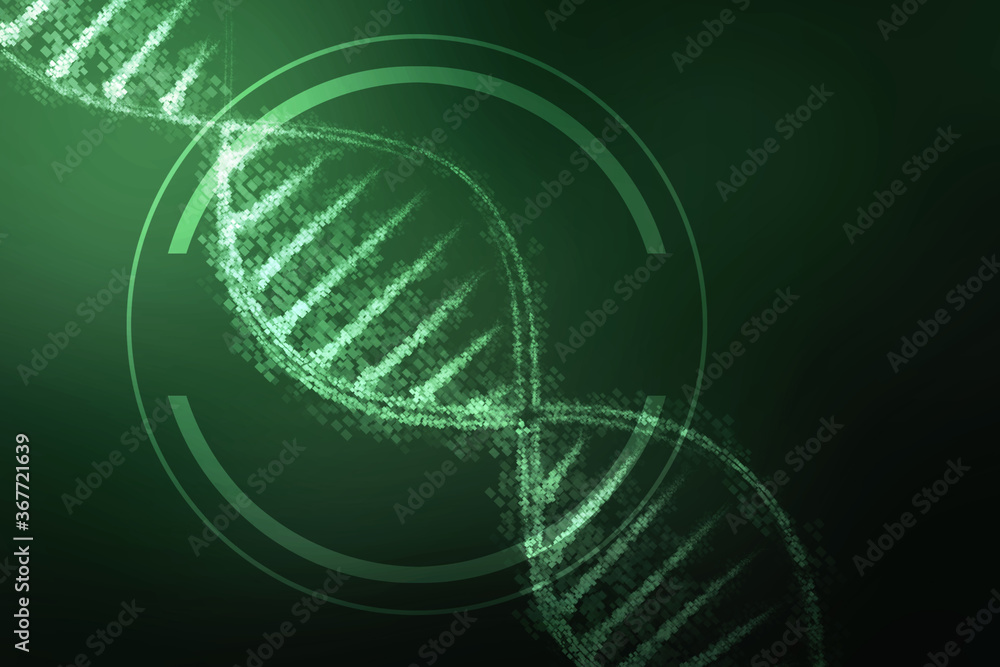 Poster 2d render of dna structure, abstract background