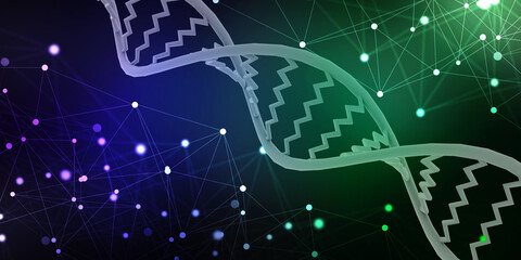 3d render of dna structure, abstract background