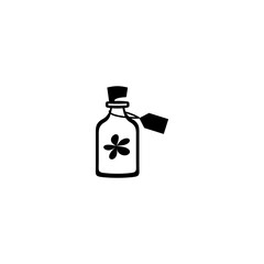 Vector bottle icon. A bottle of flowers. Vector illustration. Logo for essential oils, natural cosmetics, perfumery.