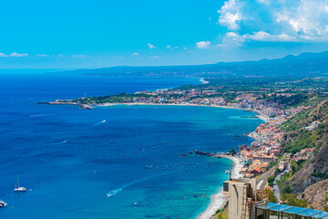 Overview of Sicily, with the sea.