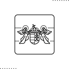 Hungary square flag vector icon in outlines 
