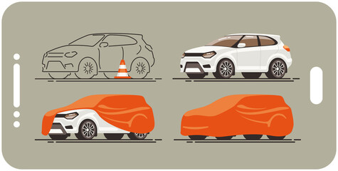 White car state template perfect for use in mobile applications, banner, web, landing page