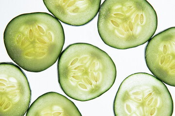 Fresh slice cucumber on white background