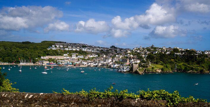Polruan, Cornwall, UK. Polruan castle. Coastal cornish town.