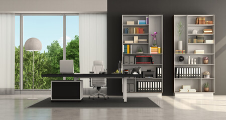 Black and white modern office