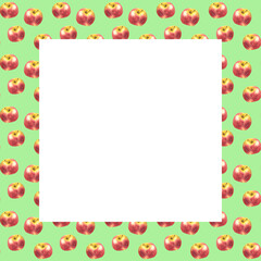 Watercolor hand-drawn frame with fresh red apples.