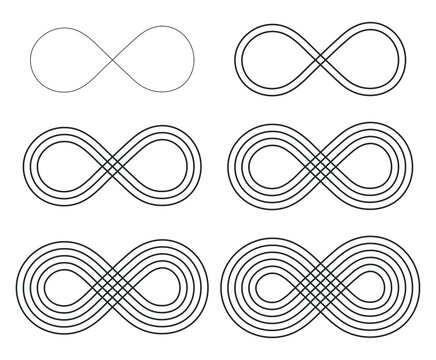 Infinity symbol icon set. Eternal, limitless, endless, life logo. Vector illustration image. Isolated on white background.