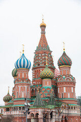 Fototapeta na wymiar Moscow, Russia, the San Basil's cathedral, an orthodoxy church, situated in the Red Square. During the Christmas period