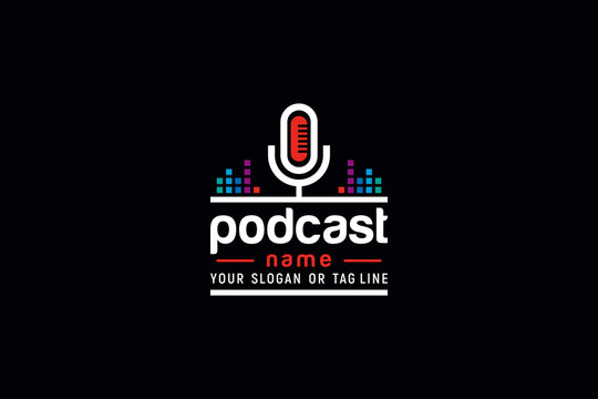 podcast logo design vector template