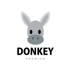 cute donkey flat logo vector icon illustration