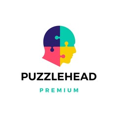 puzzle head logo vector icon illustration