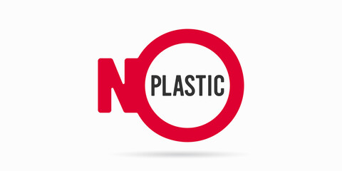 No plastic icon. Campaign to reduce plastic usage. Vector image.