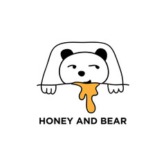 Hand drawn honey bear logo design inspirations, line art logo concept