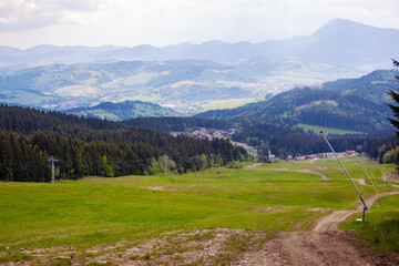 Fototapeta na wymiar Nice view of the ski resort in summer in the Slovak Tatras