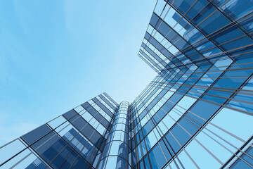 Fototapeta na wymiar Abstract futuristic architecture, Skyscraper of curve glass office building. 3D render. 