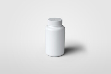 Blank white jar template with screw cap, for design presentation, pill or vitamin jar, for use in medicine or beauty industry.
