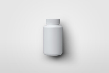 Mockup of white cosmetic can for advertising in medicine or beauty industry, isolated on background.