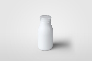 Empty white jar template standing on background, bottle with cream, skin care gel.