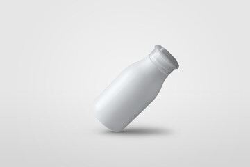 Mockup of white jar on the background, for the presentation of design and pattern, a small bottle for lotion or yogurt, a container for a cosmetic product for skin care.