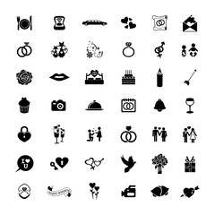 Big collection of wedding and love icons. High quality pictograms for web design. Flat vector illustration