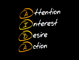 AIDA - Attention Interest Desire Action acronym, business concept background