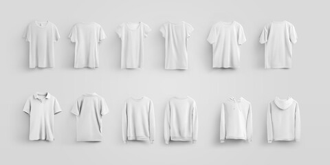 Mockup T-shirts, hoodie, sweatshirt, pullover, with shadows, isolated on background.
