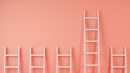 ladders on pink wall