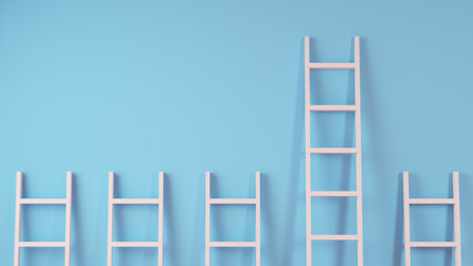 ladders on blue wall
