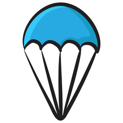 
Parachute to jump, fall or descend, flat vector design 
