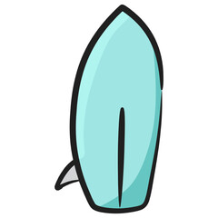 
Beach board doodle vector, funboard doodle icon
