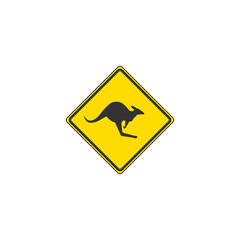 Kangaroo caution sign. Vector Illustration
